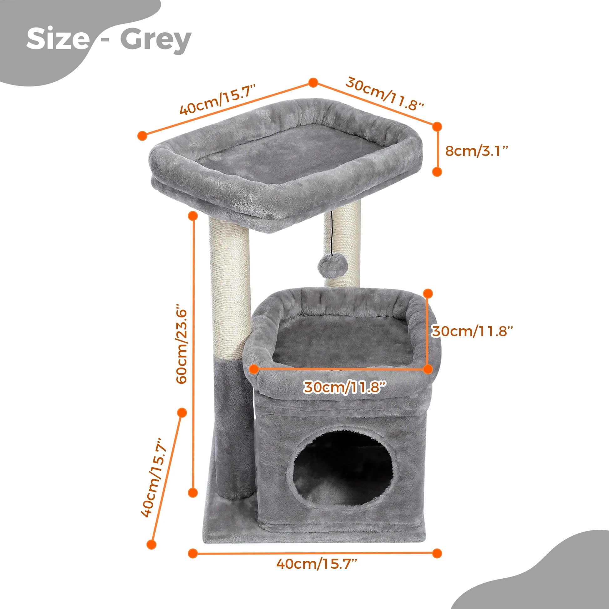 Cat Tree Condo 27" Cat Tower with Large Top Perch and Scratching Posts for Kittens and Medium Cats, Black
