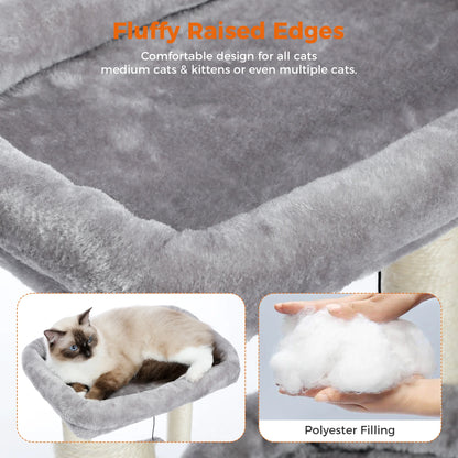 Cat Tree Condo 27" Cat Tower with Large Top Perch and Scratching Posts for Kittens and Medium Cats, Black